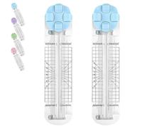 Duomiluo 4 in 1 Paper Cutter, Duomiluo Paper Cutter 4 in 1 Multi-Function Scrapbooking Tool with Straight, Wave, Perforated & Creasing Blades for Cutting Papers, Photos, Scrapbook (2 Pcs-Blue)