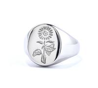 DUOMIYX Anillo Anillo De Ring Grabado De Girasol De Moda Anillo Meñique Para Hombres Y Mujeres-Plata-13