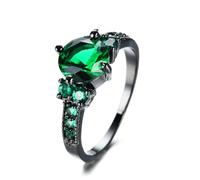 DUOMIYX Anillo Mujer Fashion Crystal Controlado Anillo De Promesa De Combate All-Match-Verde-8