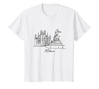 Duomo di Milano Italia Milán Italia Viajes Vacaciones Souvenir Camiseta, Niños, Blanco, 8 años