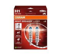 OSRAM NIGHT BREAKER LASER - Bombilla halógena para faros delanteros H1 - PAQUETE DE 2