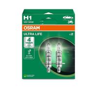Duopack OSRAM H1 Halógeno 12V 55W P14.5s Ultra Vida 4 3200K Bombilla Modelo 2024