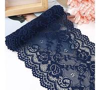 Duories 15 cm x 1 m Elasticidad,Cinta Encaje,Ribete Encaje,Cinta Decorativa,Cinta Encaje,Cintas para Coser,Manualidades,decoración para Ropa,Ropa Interior,Vestido Novia,decoración Mesa,Azul Marino