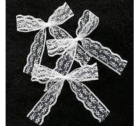 Duories 50 lazos de encaje blancos para decoración, lazo de encaje, vintage, lazos de regalo, para manualidades, bodas, Navidad, fiestas, cumpleaños, scrapbooking, accesorios para el pelo