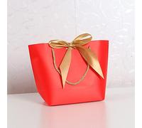 Duories 6 bolsas de papel con cintas de regalo, 21 x 14 x 16 x 7 cm, bolsas de regalo con asas para envolver regalos para cumpleaños, bodas, fiestas, Navidad, Acción de Gracias, rojo