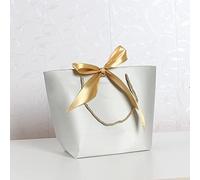 Duories 8 bolsas de papel con cintas de regalo, 21 x 14 x 16 x 7 cm, bolsas de regalo con asas para envolver regalos para cumpleaños, bodas, fiestas, Navidad, Acción de Gracias, Gris