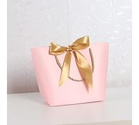 Duories 8 bolsas de papel con cintas de regalo, 21 x 14 x 16 x 7 cm, bolsas de regalo con asas para envolver regalos para cumpleaños, bodas, fiestas, Navidad, Acción de Gracias, rosa