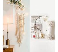 Duories Juego de atrapasueños de macramé, Hilo de algodón, Cuerda para Manualidades, Decoración de Pared, Atrapasueños, Búho, Luna