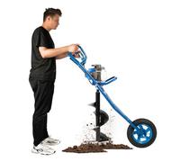 Duoruameng Broca de tierra de gasolina de 2 tiempos, 63 CC, con neumáticos de goma, longitud de la broca de 81 cm, diámetro de 30 cm, para granjas, jardines