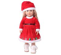 DUORUI Ropa para Muñecas Vestido Atuendo Navideño Rojo para Muñeca American Girl de 18 Pulgadas Patrón de Copo de Nieve