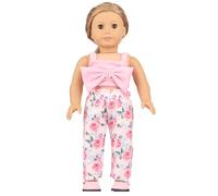DUORUIMI Ropa de Muñeca de Verano con Top de Tirantes y Pantalones con Estampado Floral para Muñeca American Girl de 18 Pulgadas