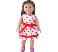 DUORUIMI Ropa de Muñeca de Verano Vestido Largo Blanco para Muñeca American Girl de 18 Pulgadas Patrón de Corazón/Lazo