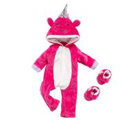 DUORUIMI Ropa de Muñeca Traje de Invierno Monos Pijamas para Muñeca New Born Baby Doll Patrón de Unicornio Lindo de 18 Pulgadas