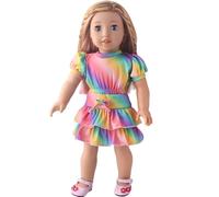 DUORUIMI Vestido de verano para muñeca de color arcoíris para muñeca American Girl de 18 pulgadas