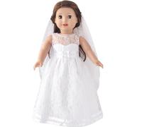 DUORUIMI Vestido largo de encaje blanco para muñeca American Girl de 18 pulgadas con velo de novia