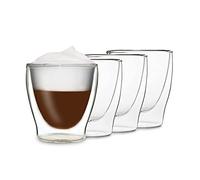 DUOS® Tazas de Café Doble Pared (4x 200ml) - Vasos de Cristal para Té y Café