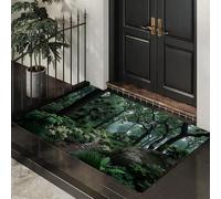 DUOTCYELE Alfombra Atrapapolvo Antideslizante Bosque Senderos Flores, Felpudo Interior Paisaje Tropical, Felpudo De Entrada Estampado Verde Oscuro para Entrada Puerta Pasillo 90 x 150 cm