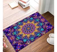 DUOTCYELE Alfombrilla De Interior - Alfombrilla De Mandala Abstracto, Felpudo Lavable, Caleidoscopio Psicodélico, Antimanchas, Antideslizante, Ultrafino, para Cocina, Granja, Puerta, 90 x 150 cm