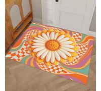 DUOTCYELE Alfombrilla De Interior - Alfombrilla De Textura Espiral Margarita, Felpudo Lavable, Arte Pop, Antimanchas, Antideslizante, Ultrafino, para Cocina, Granja, Puerta, 40 x 60 cm
