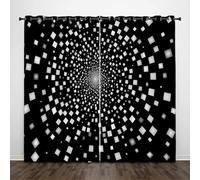 DUOTCYELE Cortinas Decorativas Espiral Cuadrado - Opacas Térmicas Geometría Abstracta Minimalista 2 Piezas 140 x 225 cm, Cortinas De Privacidad para Decoración De Ventanas De Sala De Estar, Negro
