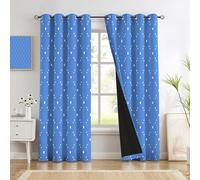 DUOTCYELE Cortinas Opaca Matriz De Puntos Azul Y Blanco 140 x 175 cm, Termicas Aislantes Reducir Ruido para Dormotorio, Sala De Estar, 2 Piezas Suaves Cortina Térmica con Abstracto Moderno, Azul