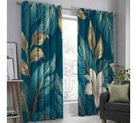 DUOTCYELE Cortinas Opacas con Ojales Flores Blancas Hojas De Plátano 140 x 245 cm, Cortinas Planta Tropical Antigua Térmicas Que Bloquean La Luz Y Reducen El Ruido para Dormitorio Y Sala De Estar
