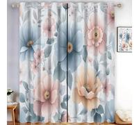 DUOTCYELE Cortinas Opacas con Ojales Peonía Amapola 140 x 245 cm, Cortinas Flores Frescas En Acuarela Térmicas Que Bloquean La Luz Y Reducen El Ruido para Dormitorio Y Sala De Estar