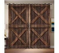 DUOTCYELE Cortinas Opacas con Ojales Puerta De Granero Antigua 140 x 225 cm, Cortinas Estilo Campestre Americano Térmicas Que Bloquean La Luz Y Reducen El Ruido para Dormitorio Y Sala De Estar