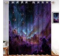 DUOTCYELE Cortinas Opacas Estrellas Nebulosas, 2 Paneles, Universo De Ensueño Cortinas Ventana Aislamiento para Sala De Estar, Dormitorio, 140 x 260 cm