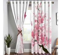 DUOTCYELE Cortinas Opacas Mariposas Ramas De Cerezo En Flor, 140 x 175 cm 2 Piezas - Cortinas Dormitorio Opacas Estilo Minimalista Japonés con Ojales, Ventana Decoracion para Dormitorio Sala De Estar
