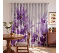 DUOTCYELE Cortinas Opacas Tabla De Madera Magnolia Morada 2 Piezas 140 x 260 cm, Cortinas Flores De Acuarela Vintage para Dormitorio Y Sala De Estar, con Ojales, Aislantes Térmicos, Púrpura
