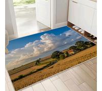 DUOTCYELE Felpudo Campos De Trigo Granjas Árboles 90 x 150 cm, Antideslizante, para Interior, Alfombra De Pasillo Paisaje Rural Resistente, Decoración del Hogar para Entrada, Porche, Balcón