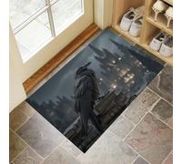 DUOTCYELE Felpudo Castillo Cuervos, Alfombrillas para Interiores, Felpudo Estilo Gótico Oscuro Antideslizante de Perfil Bajo para Entrada Cocina Puerta Trasera, 80 x 120 cm