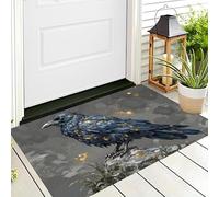 DUOTCYELE Felpudo con Rocas Cuervos, Tapete De Puerta De Animales En Acuarela para Uso En Interiores, Alfombra De Entrada Antideslizante, Felpudo Suave Y De Perfil Bajo 80 x 120 cm