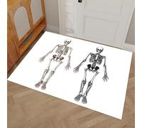 DUOTCYELE Felpudo De Entrada Esqueleto Humano, Alfombra Atrapapolvo, Antideslizante, Microfibra Suave Felpudo Anatomía Retroanatómica, Tapete Entrada para Puertas Y Pasillos 45 x 75 cm, Blanco