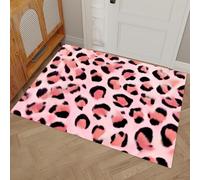 DUOTCYELE Felpudo De Entrada Estampado De Leopardo Rosa, Alfombra Atrapapolvo, Antideslizante, Microfibra Suave Felpudo Lindo Dulce, Tapete Entrada para Puertas Y Pasillos 45 x 75 cm, Rosa