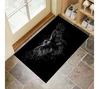 DUOTCYELE Felpudo El Cuervo Extendió Sus Alas, Alfombrillas para Interiores, Felpudo Graffiti Animal En Acuarela Antideslizante de Perfil Bajo para Entrada Cocina Puerta Trasera, 80 x 120 cm