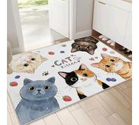 DUOTCYELE Felpudo Entrada Casa Corazón Gato 45 x 75 cm, Alfombra Antideslizante, Tapete Entrada Lavable Lindos Animales En Acuarela, Alfombrilla para Balcón, Pasillo, Cocina, Multicolor