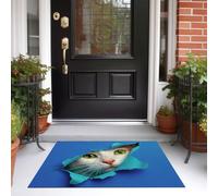 DUOTCYELE Felpudo Entrada Casa Papel Rasgado En 3D Gato 90 x 150 cm, Alfombra Antideslizante, Tapete Entrada Lavable Animal Realista Y Creativo, Alfombrilla para Balcón, Pasillo, Cocina, Azul