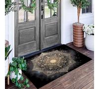DUOTCYELE Felpudo Exterior Felpudos De Estrellas Mandala, 90 x 150 cm Felpudo Entrada Casa Espiritualidad Zen Alfombrilla para Pasillo, Cocina, Dormitorio, Oro