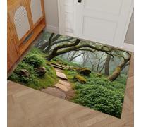 DUOTCYELE Felpudo Exterior Felpudos De Musgo Rocas Senderos, 90 x 150 cm Felpudo Entrada Casa Paisaje Natural De Selva Tropical Alfombrilla para Pasillo, Cocina, Dormitorio, Verdor