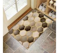 DUOTCYELE Felpudo Geometría Hexagonal De Mármol 45 x 75 cm, Antideslizante, para Interior, Alfombra De Pasillo Lujo Ligero Moderno Resistente, Decoración del Hogar para Entrada, Porche, Balcón