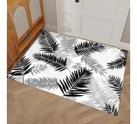 DUOTCYELE Felpudo Hojas De Palma, Ultra Fino Antideslizante Felpudo Planta Minimalista De Perfil Bajo, Atrapa La Suciedad, Absorbente Y Lavable, para Puertas Delanteras Y Traseras, Gris, 45 x 75 cm