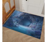DUOTCYELE Felpudo Interior 80 x 120 cm, Base Antideslizante Pelo Corto Multiusos - Azul Cuevas Abismo Arte Fantástico En 3D, Felpudos Fino, Lavable, Felpudo Exterior para Puerta De Casa, Entrada