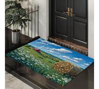 DUOTCYELE Felpudo Pajares Campos Colinas, Alfombrillas para Interiores, Felpudo Pintura Al Óleo De Paisaje Pastoral Antideslizante de Perfil Bajo para Entrada Cocina Puerta Trasera, 60 x 90 cm