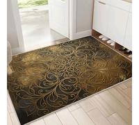 DUOTCYELE Felpudo Patrón De Filigrana Dorada 50 x 80 cm, Antideslizante, para Interior, Alfombra De Pasillo Arte Decorativo Vintage Resistente, Decoración del Hogar para Entrada, Porche, Balcón