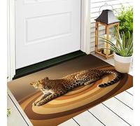 DUOTCYELE Felpudo Retrato De Cuerpo Entero De Un Leopardo, Alfombrillas para Interiores, Felpudo Realismo Animal Antideslizante de Perfil Bajo para Entrada Cocina Puerta Trasera, 40 x 60 cm