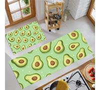 DUOTCYELE Juego De 2 Alfombras De Cocina Rebanadas De Aguacate, Fruta De Dibujos Animados Simple, Tapetes De Cocina Antifatiga para Decoración del Hogar, Oficina, Escritorio De Pie 50x80cm+50x150cm
