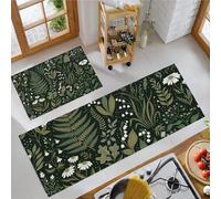 DUOTCYELE Tapetes De Cocina Margaritas Hojas, Animados Antideslizantes Juego De Alfombras De Cocina Plantas Forestales Antiguas Lavables Antifatiga Alfombra Cómoda - 40x60cm+40x120cm