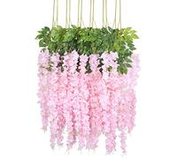 Duovlo 12 guirnaldas de Flores Colgantes de Seda Artificial de 3.6 pies, para decoración del hogar, Fiesta, Boda (Rosa Claro)